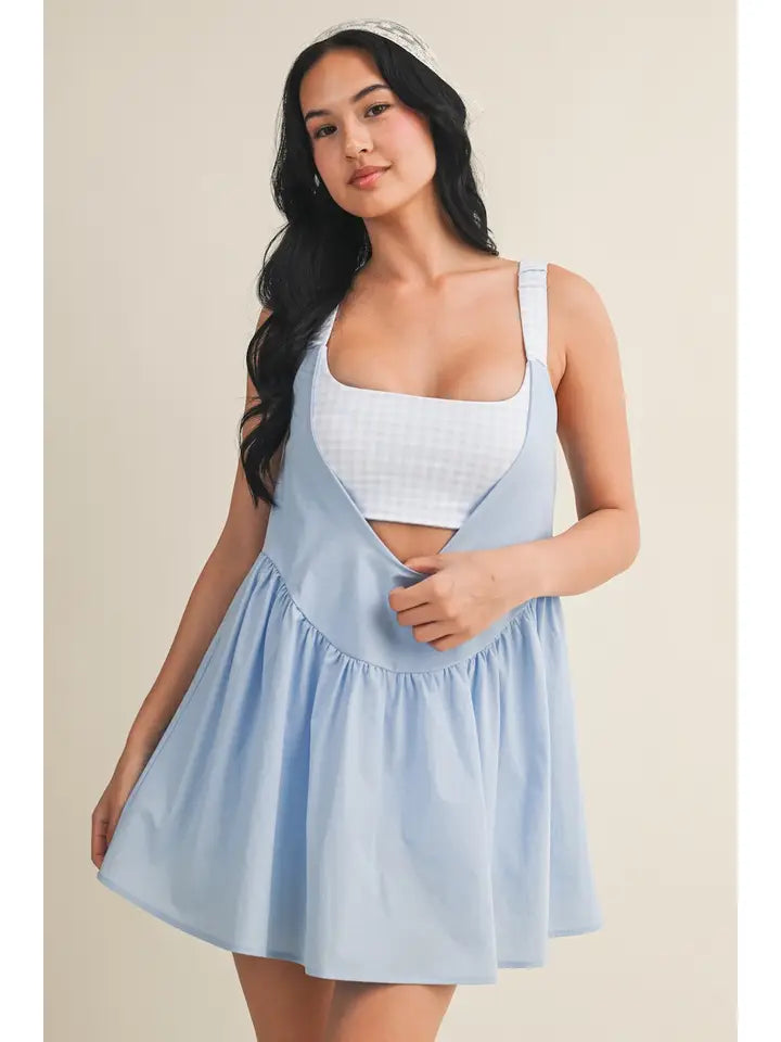 Kimberly C Blue Gingham Print Double Layered Play Dress