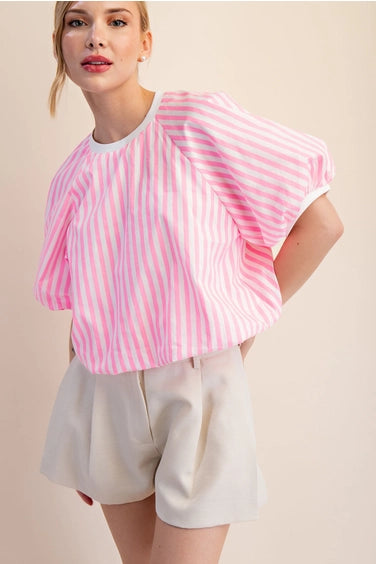 Glam Pink and White Stripe Shirt