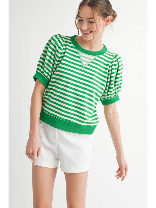 Green Stripe Short Sleeve Shirt
