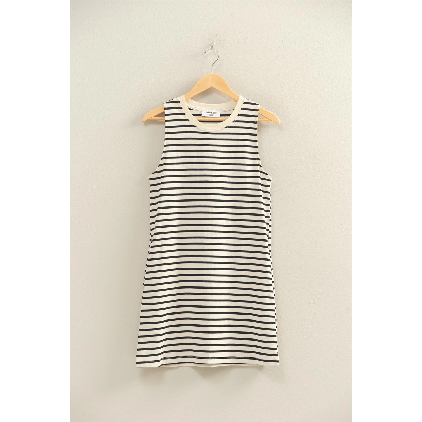 HYFVE Black and Cream Stripe Sleeveless Dress