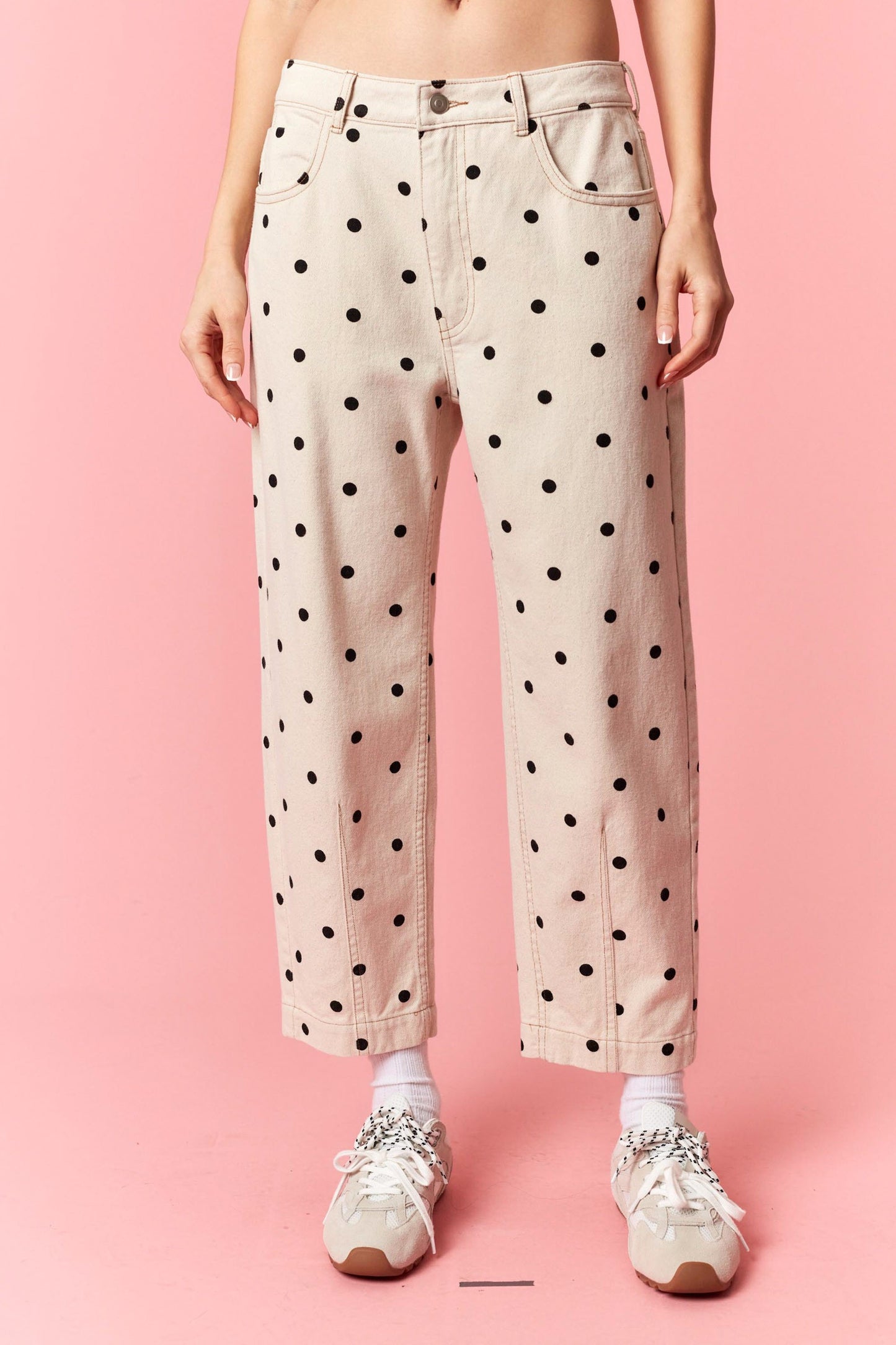 Peach Love White Polka Dot Jeans