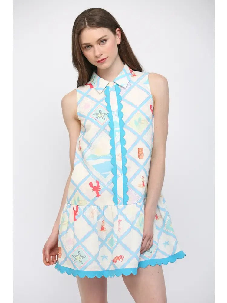 Fate Lobster Scallop Trim Dress