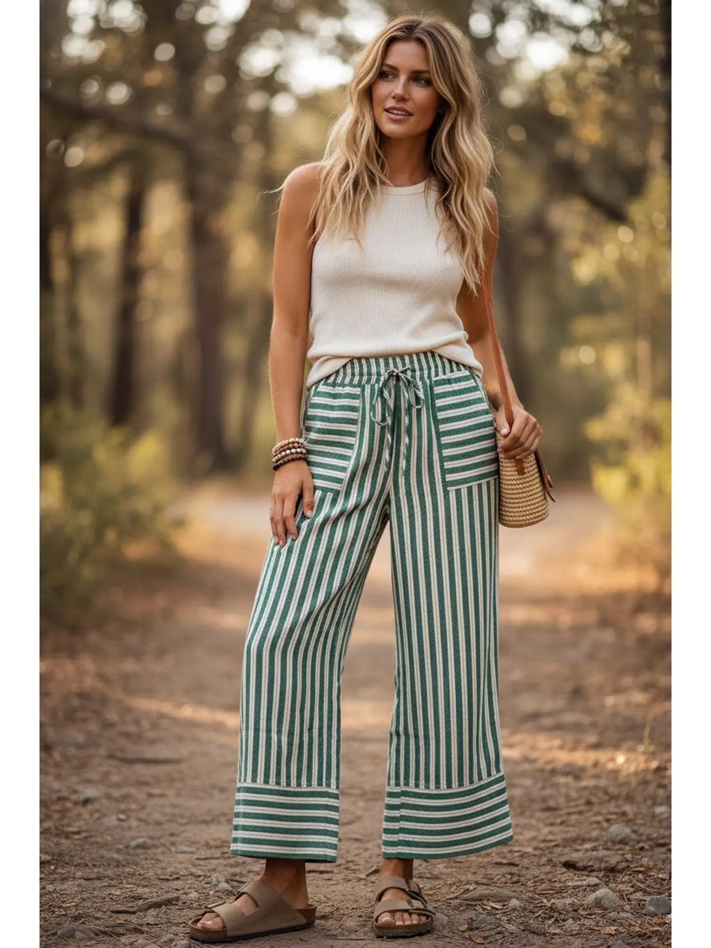 Sewn and Seen Green and Gold Stripe Pants