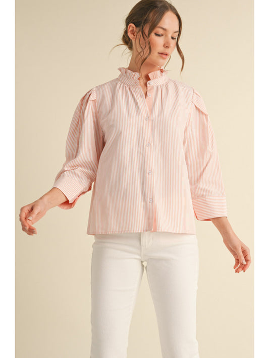 Jodifl Blush and White Stripe Shirt