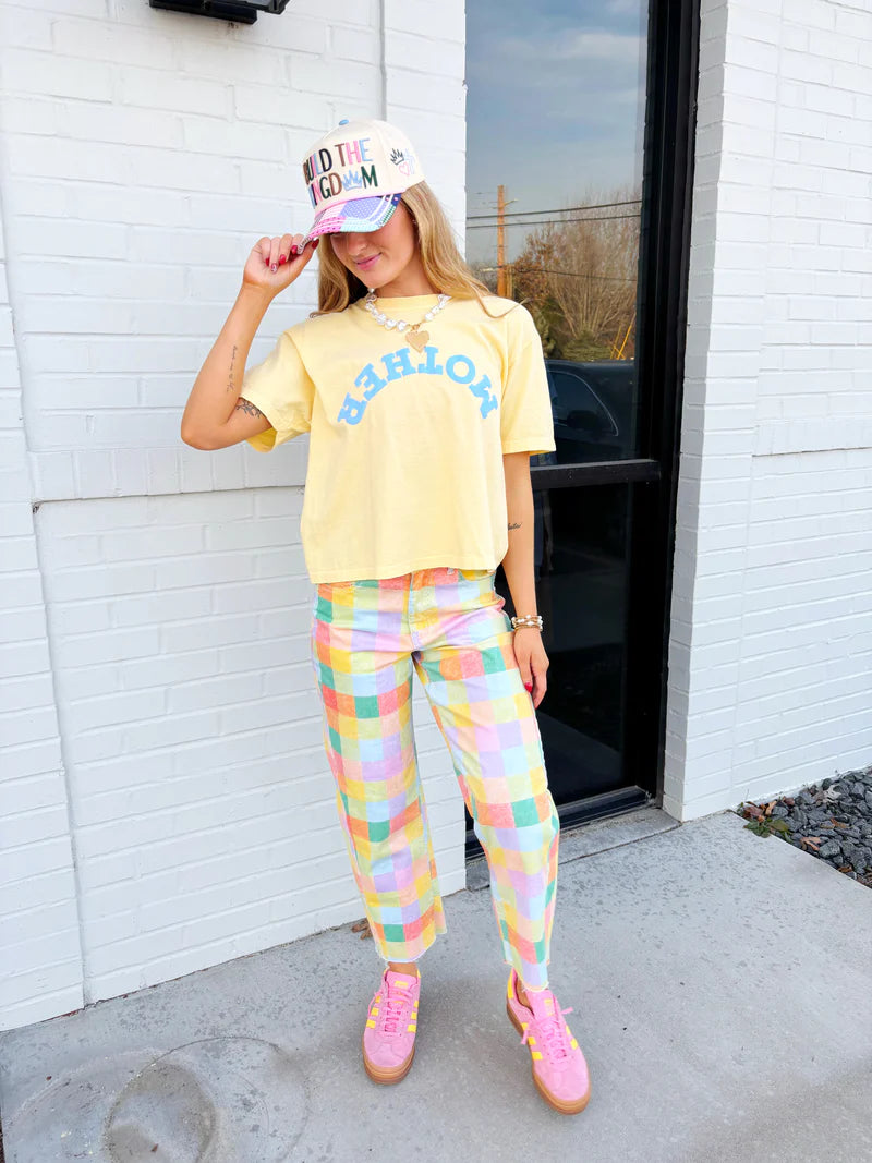 Poppy & Pine Madras Plaid Barrel Pants