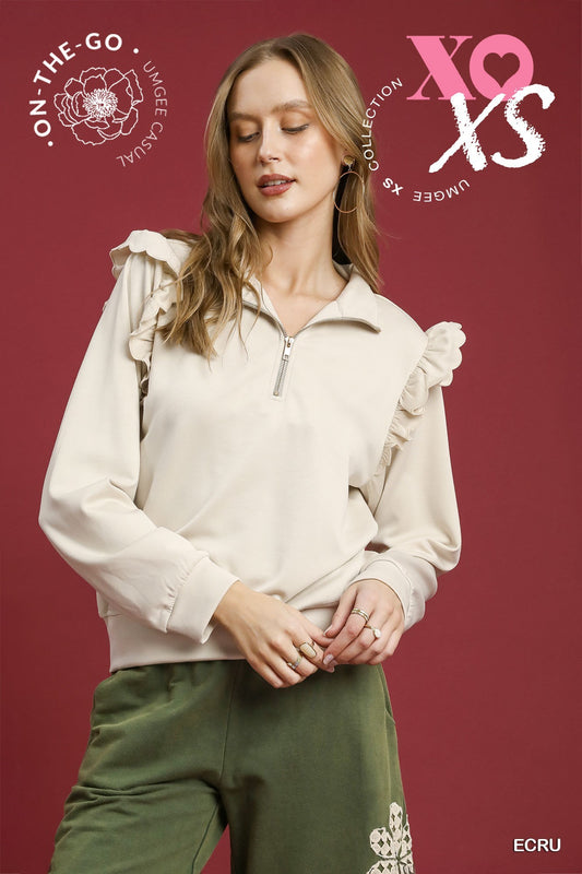 Long Sleeve Scalloped Ruffle Top