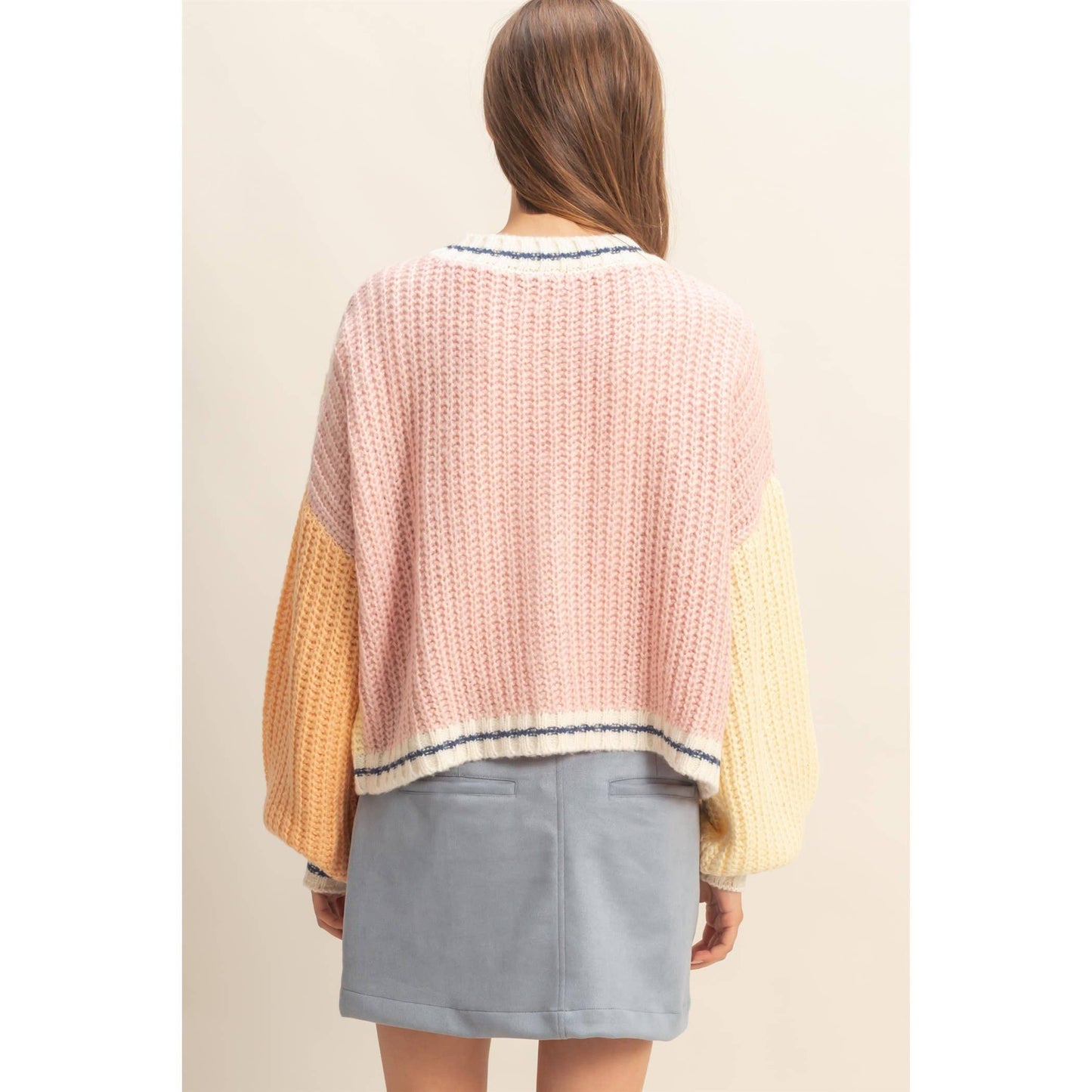 Oversized Color Block Cardigan