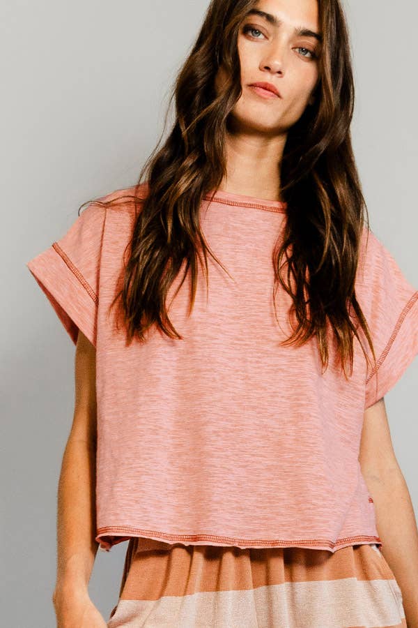 Bucketlist Overlap Open Back Reverse Stitched Crop Top