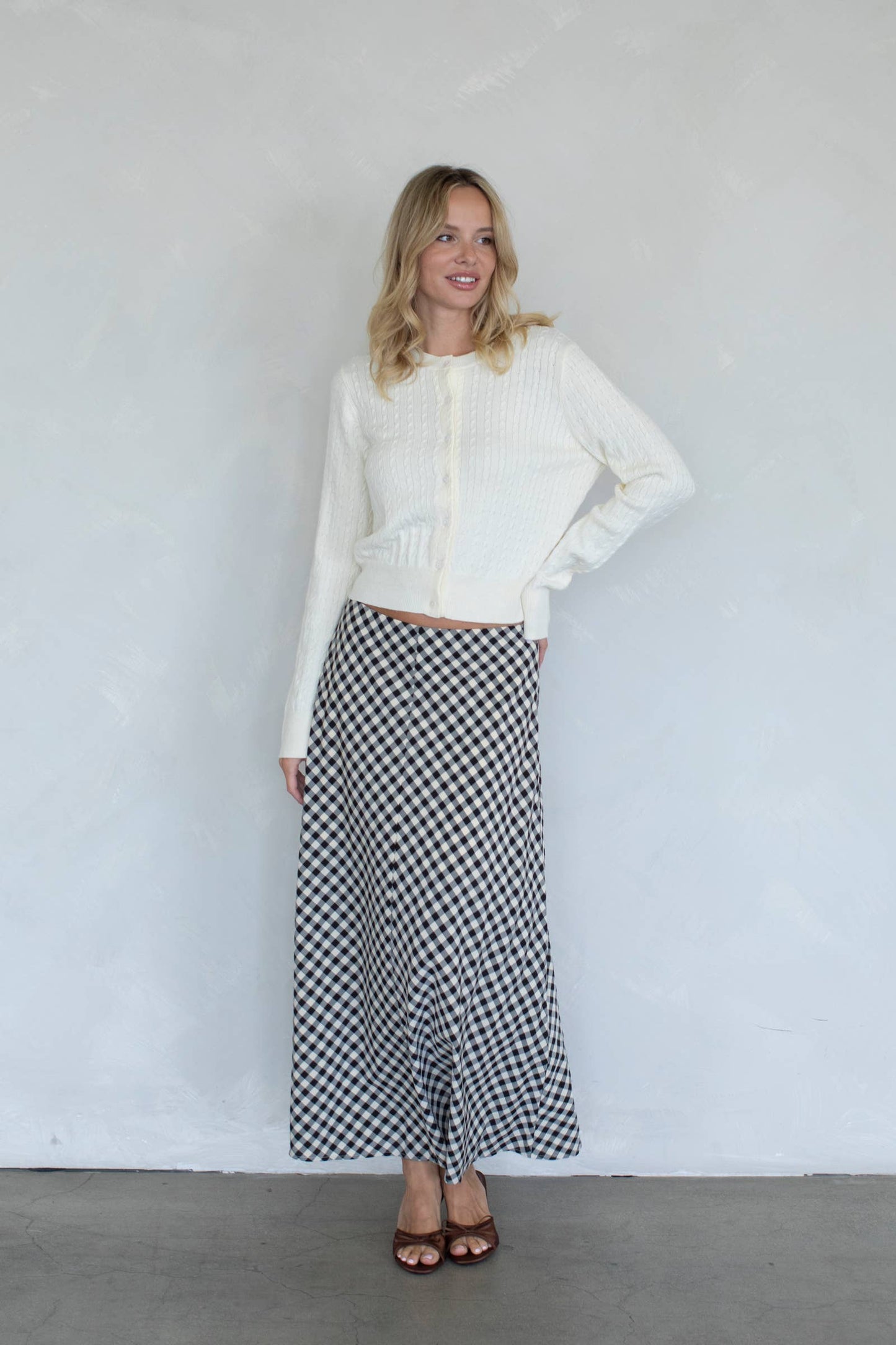 Gabriela Black and Ivory Gingham Skirt