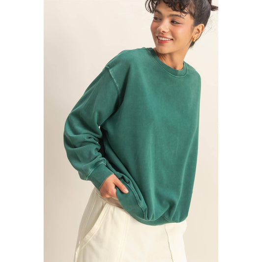 Oversized Mineral Washed Sweatshirt Chestnut