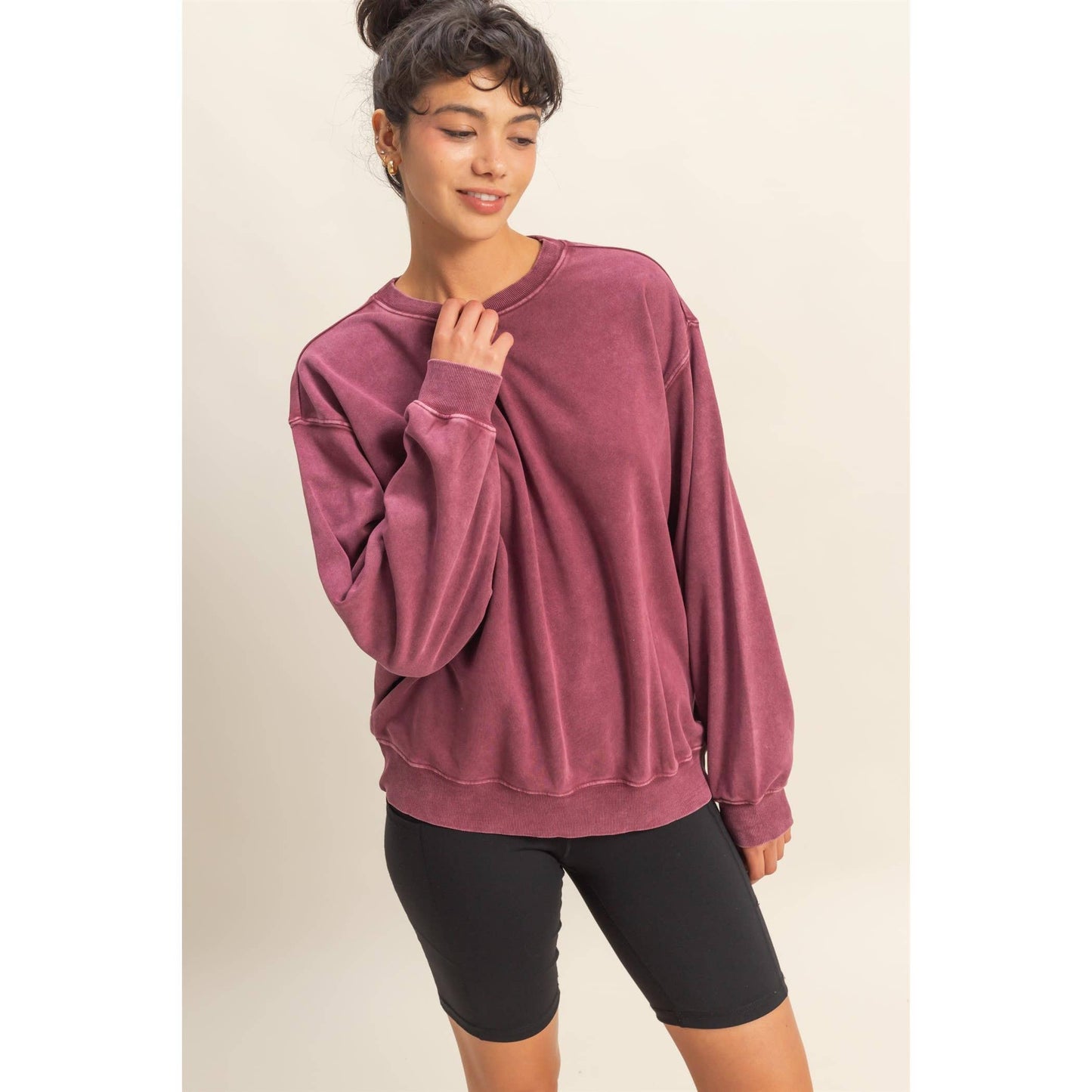 Oversized Mineral Washed Sweatshirt Chestnut