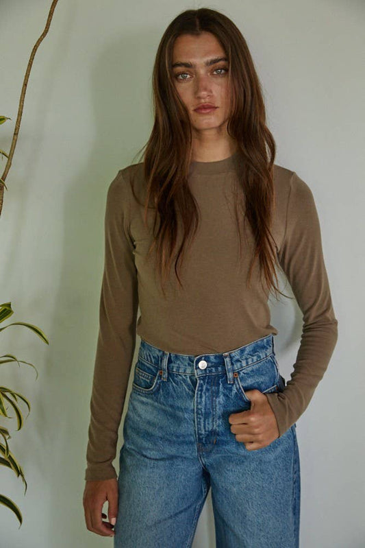 Knit Mock Neck Long Sleeve Pullover Top