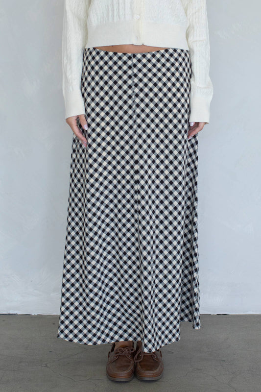 Gabriela Black and Ivory Gingham Skirt