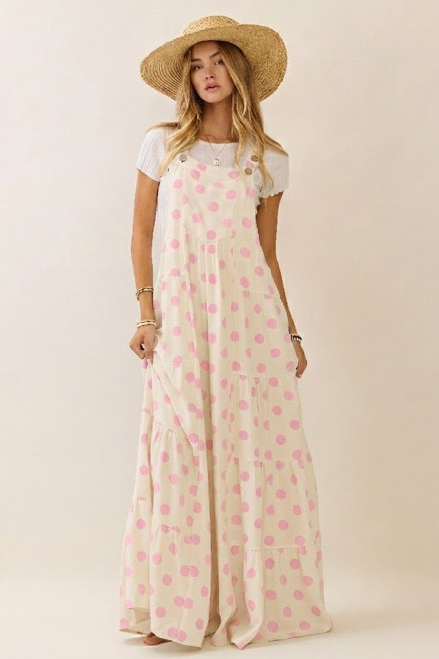 Oddi Pink Polka Dot Maxi Jumpsuit