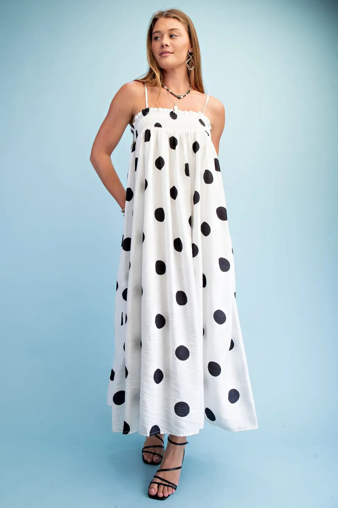 Gigio Black Polka Dot Maxi Dress