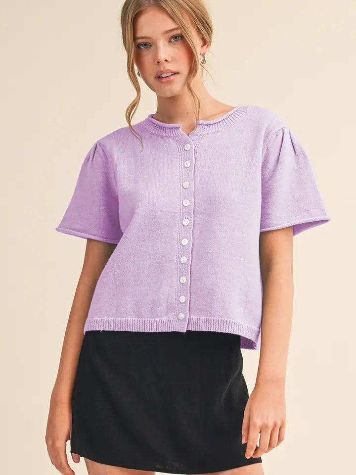 &Merci Lavender Short Sleeve Cardigan
