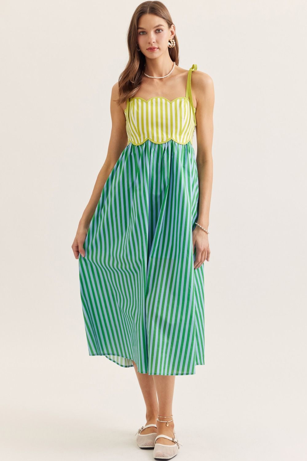 Entro Green/Yellow Striped Sundress