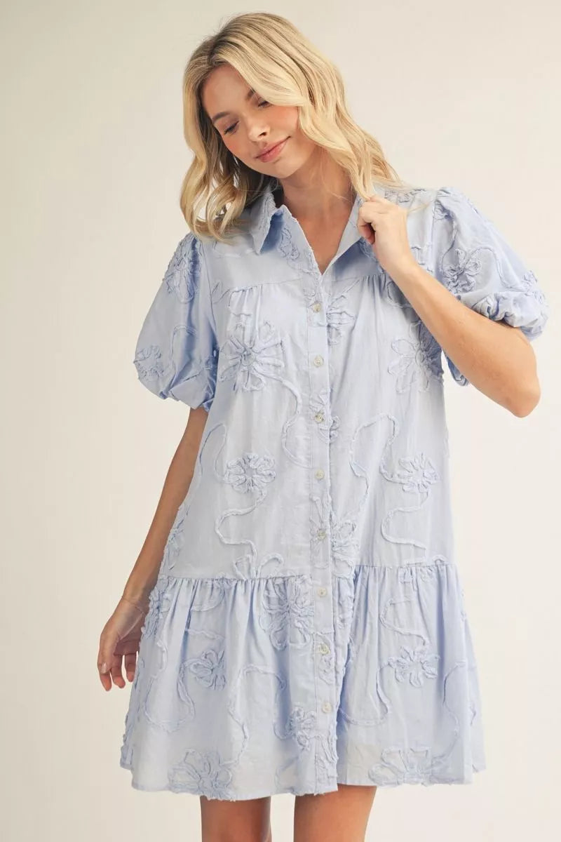 Jodifl Blue Applique Floral Dress