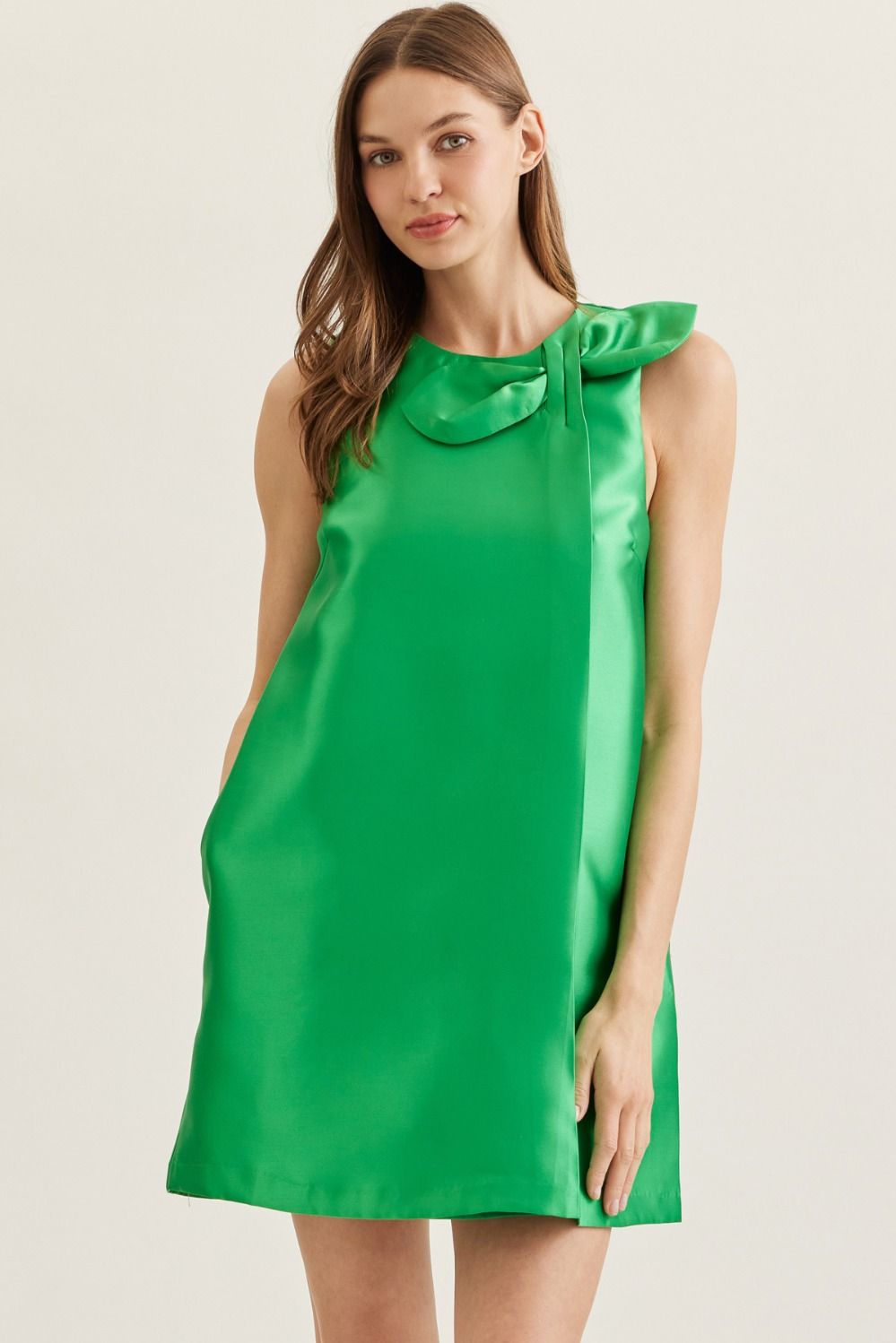 Entro Green Bow Sleeveless Dress
