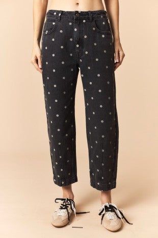 Peach Love Black Wash Polka Dot Jeans