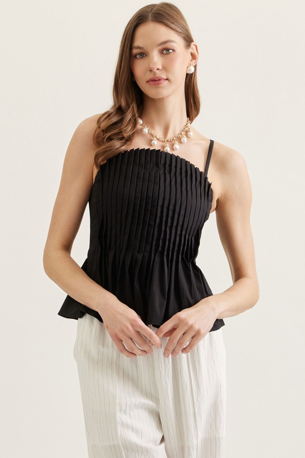 Entro Black Pleated Cami Top