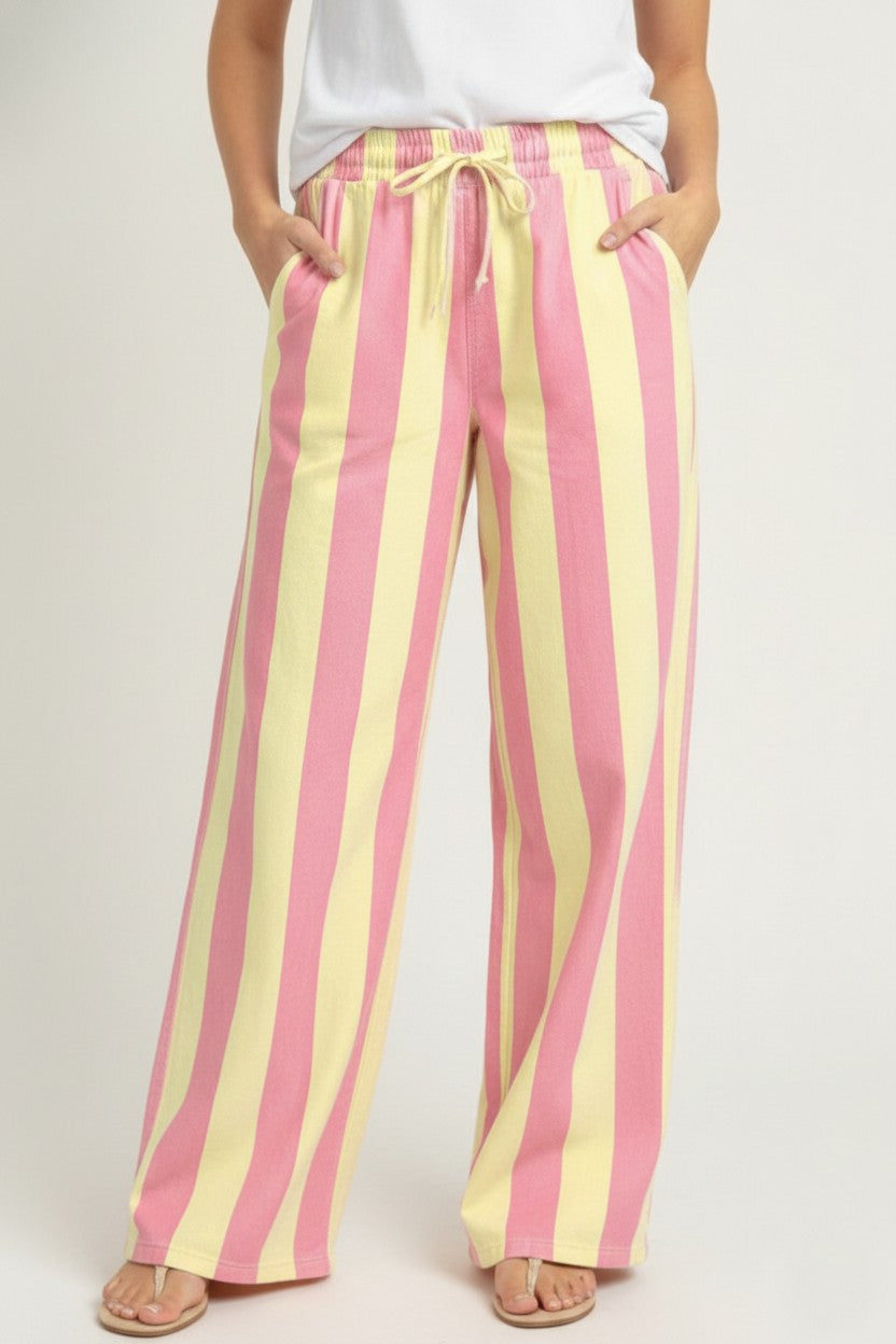 LovLov Pink/Yellow Striped Drawstring Pant