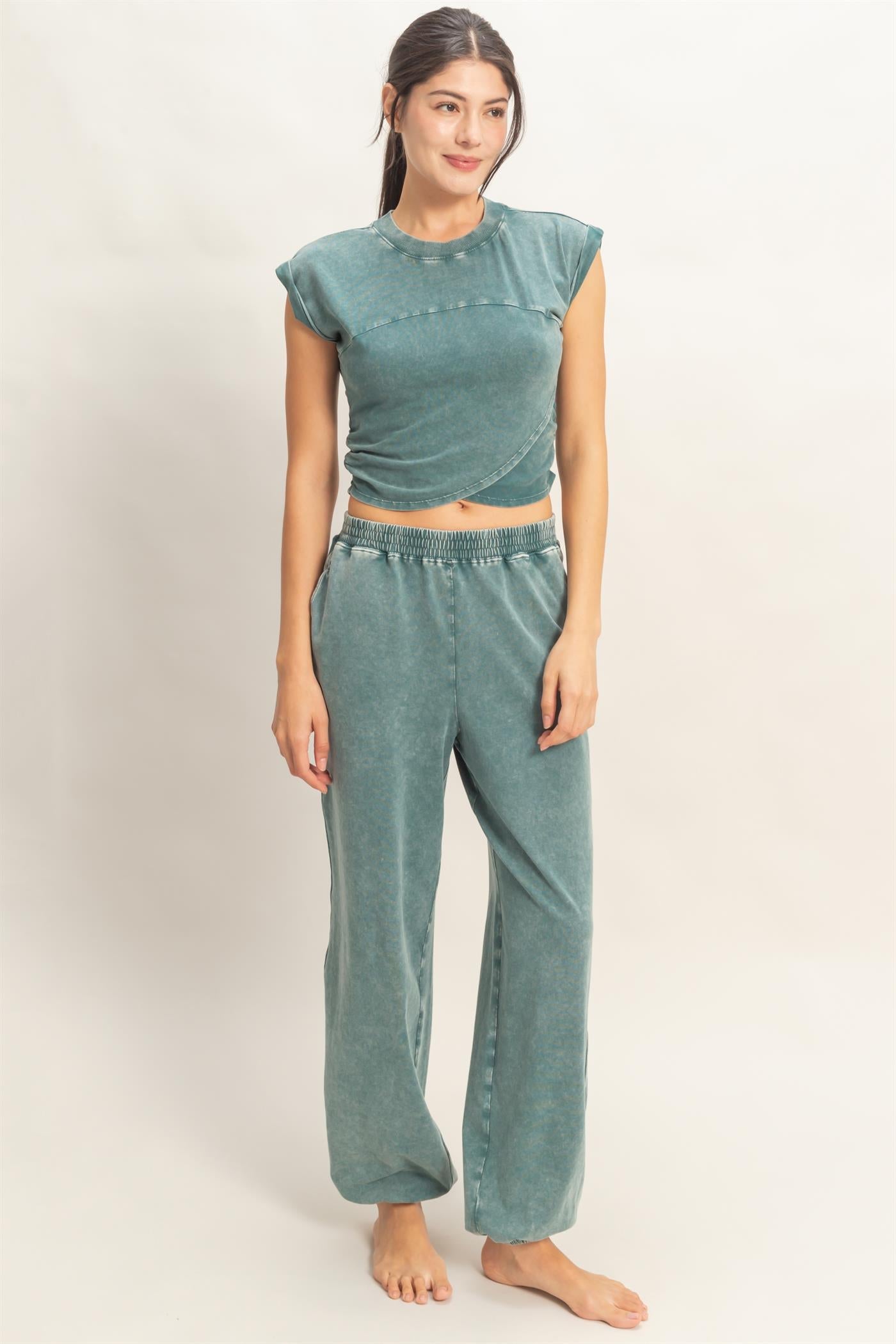 HYFVE Navy Wrap-Front Crop Top & Jogger Set