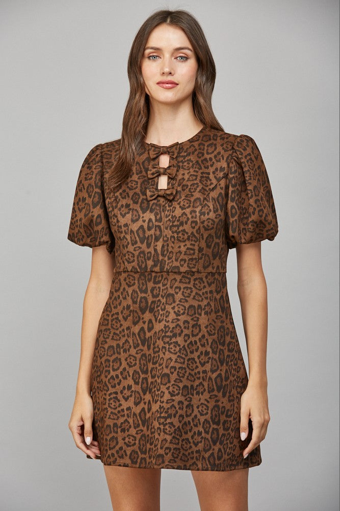 Fate Animal Print Faux Suede Dress
