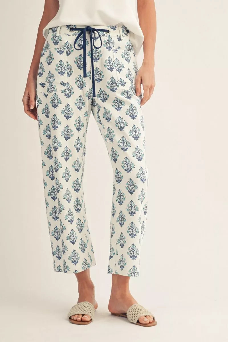 Jodifl Blue/White Floral Barrel Pants