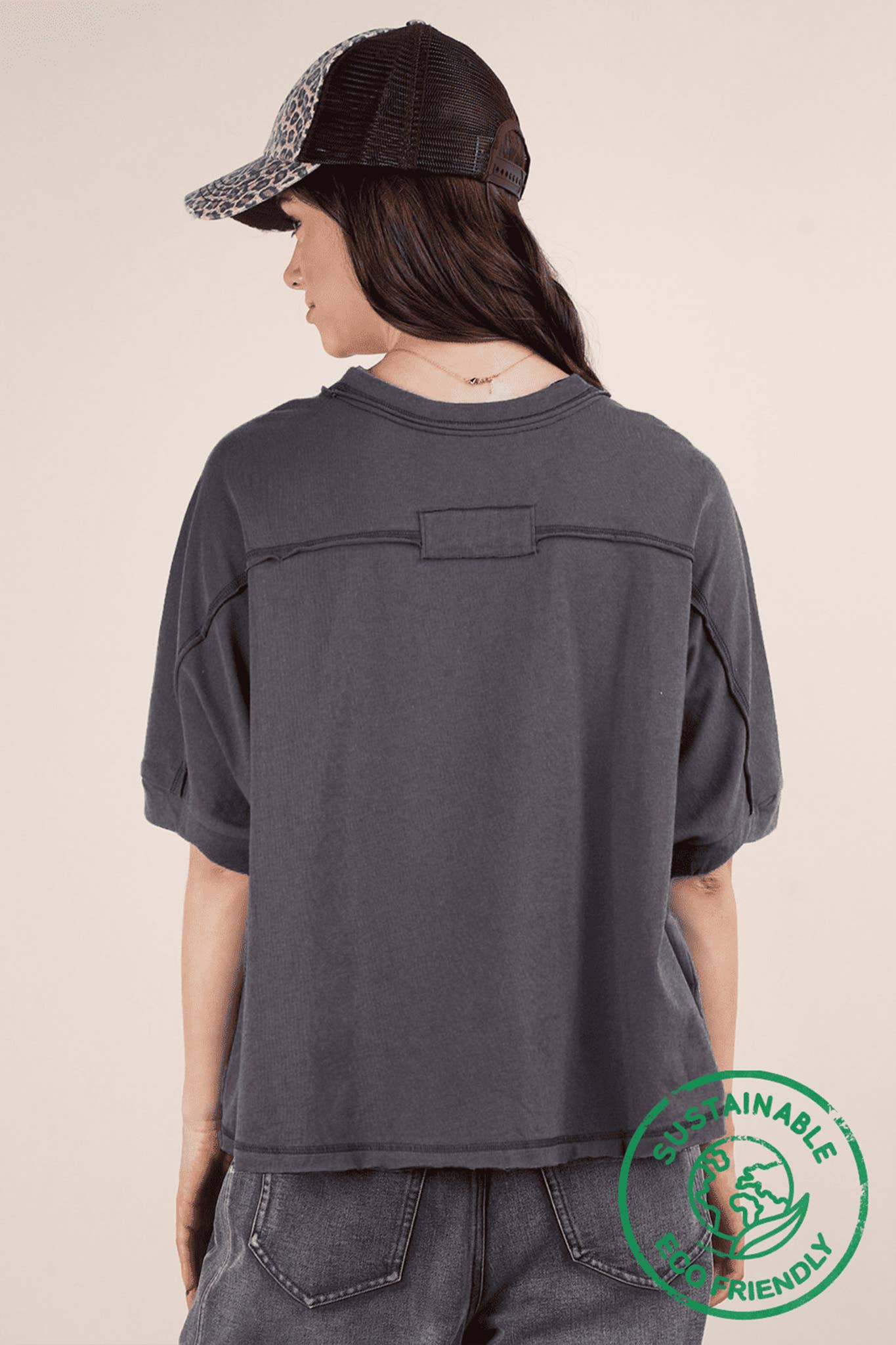 NT12068-ECO Oversized Crop Comfy Knit Top White