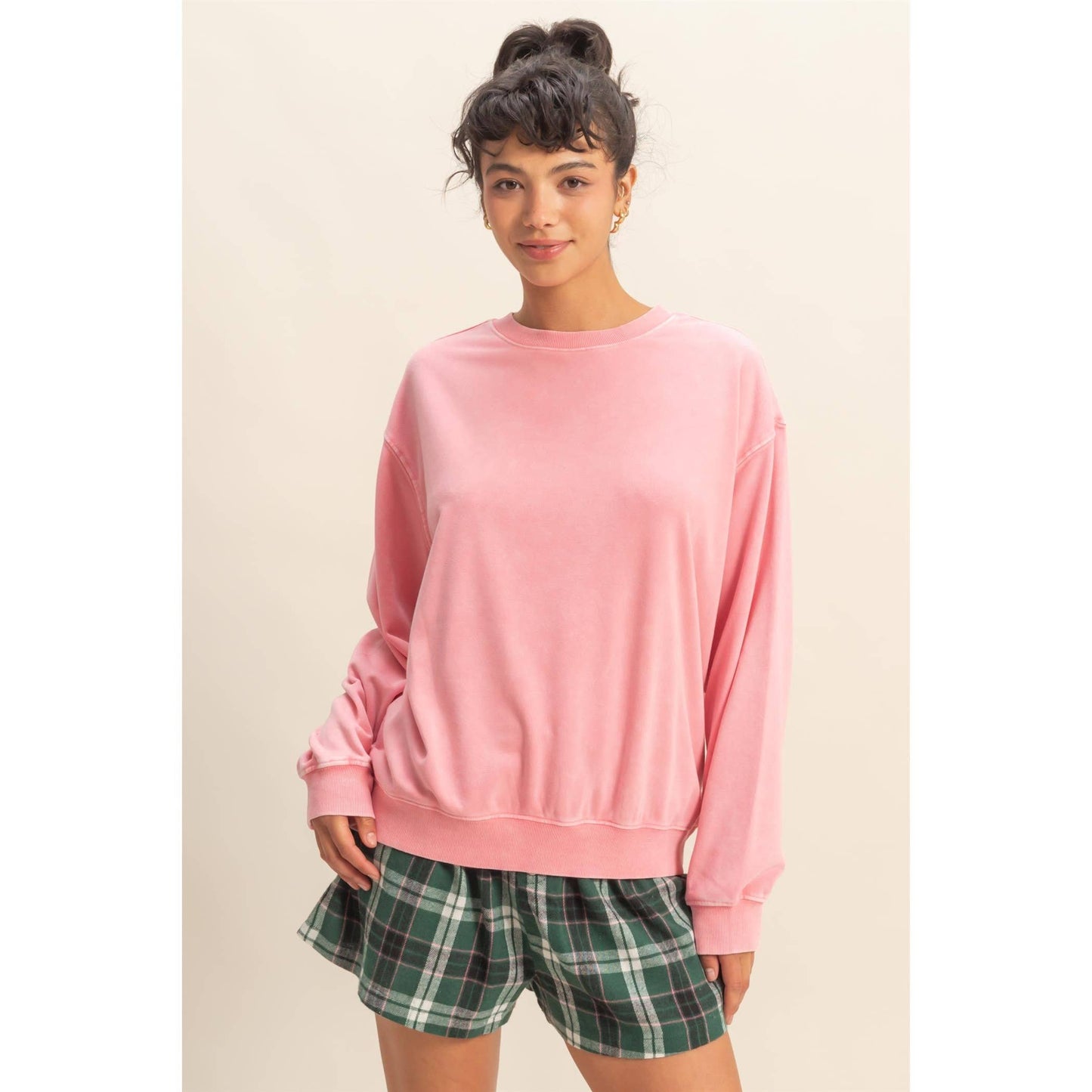 Oversized Mineral Washed Sweatshirt Chestnut