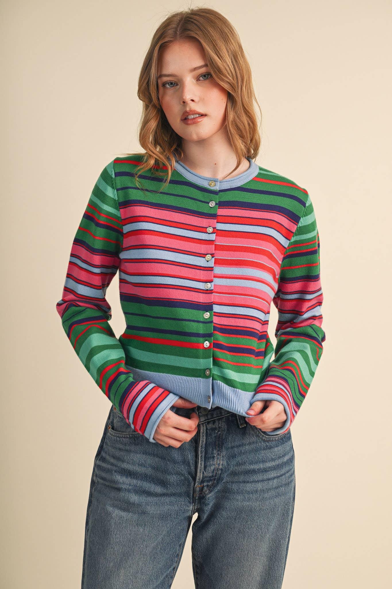 &Merci Striped Sweater Cardigan