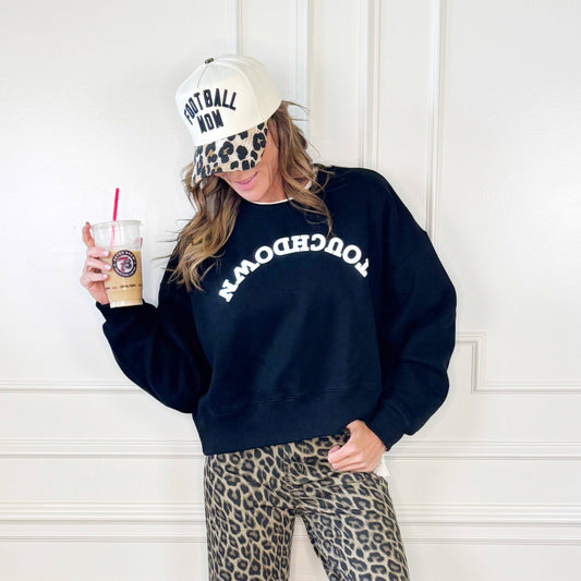Upside Down Touchdown Puff Crop Sweatshirt