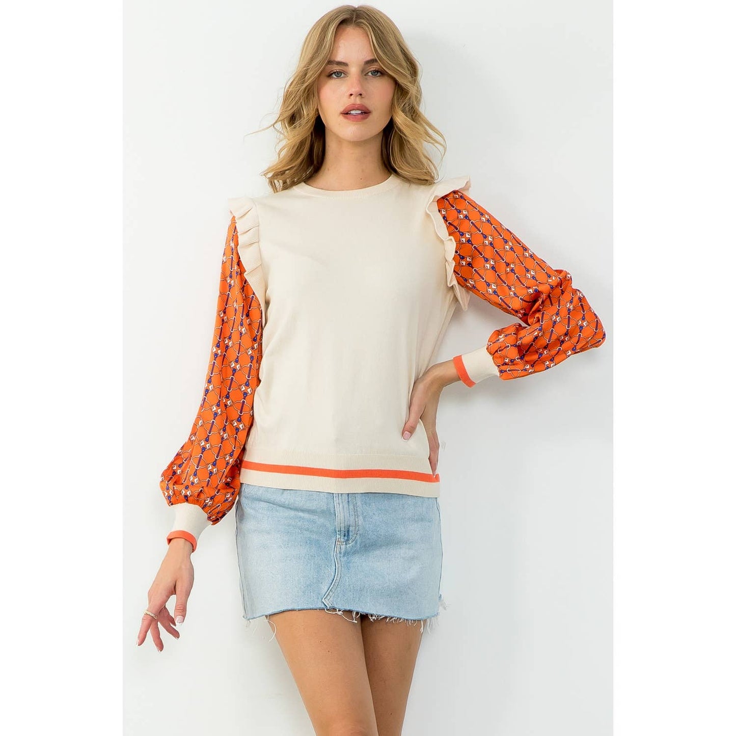 Mixed Media Long Sleeve Top
