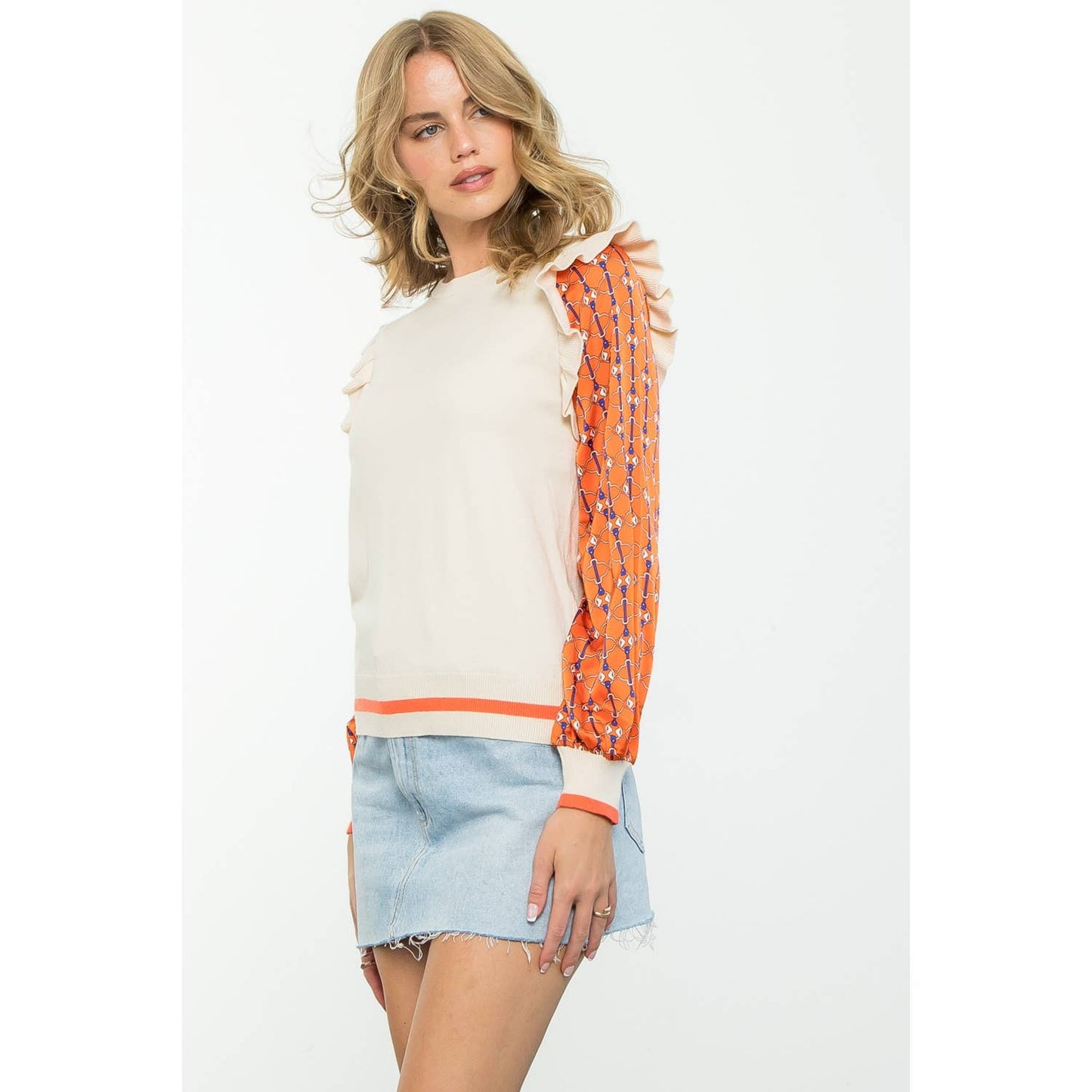 Mixed Media Long Sleeve Top