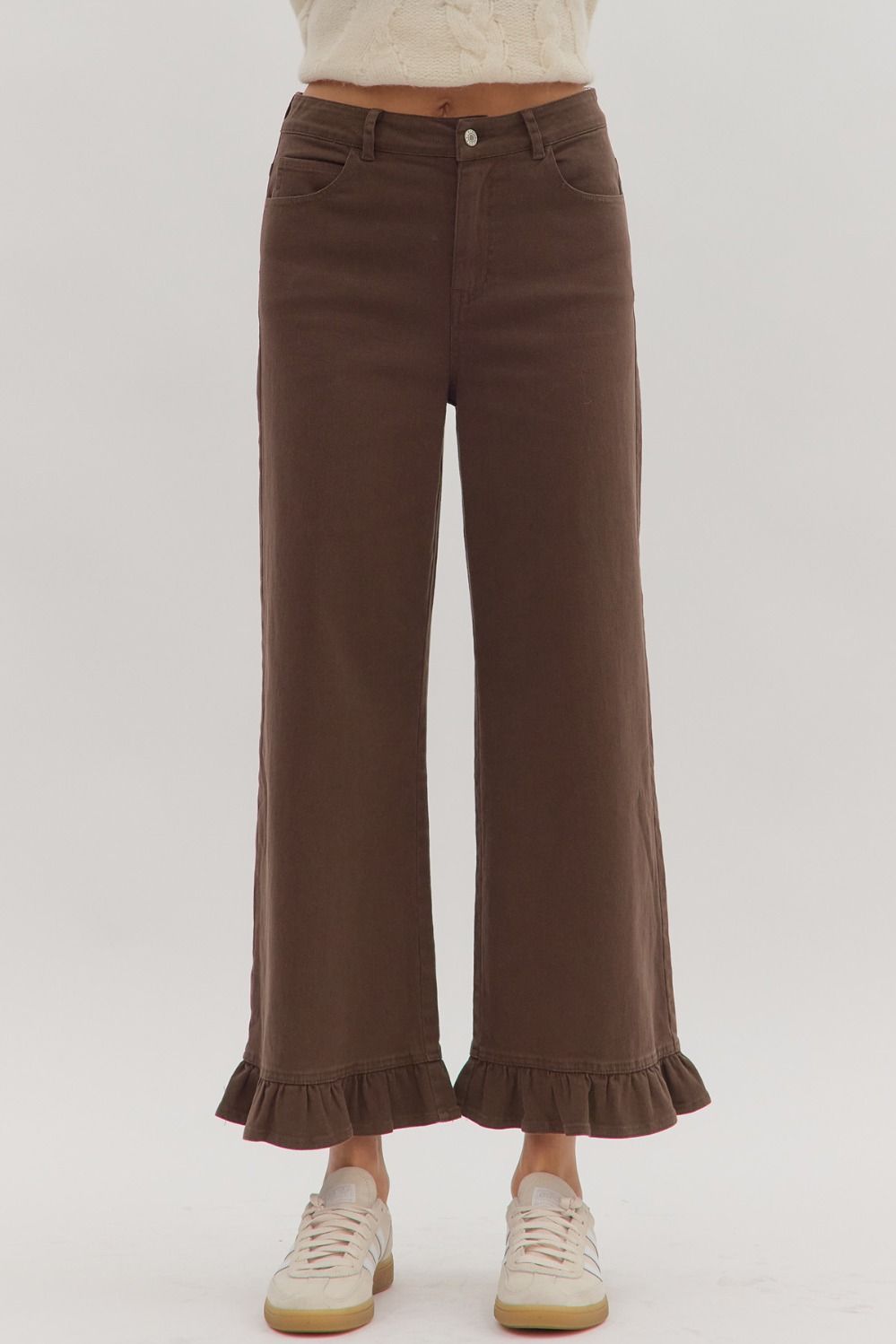 Entro Brown Ruffle Pants
