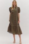 Entro Puff Sleeve Ruffle Hem Dress