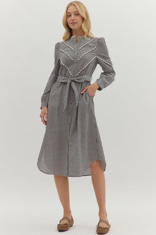 Entro Black and White Gingham Dress