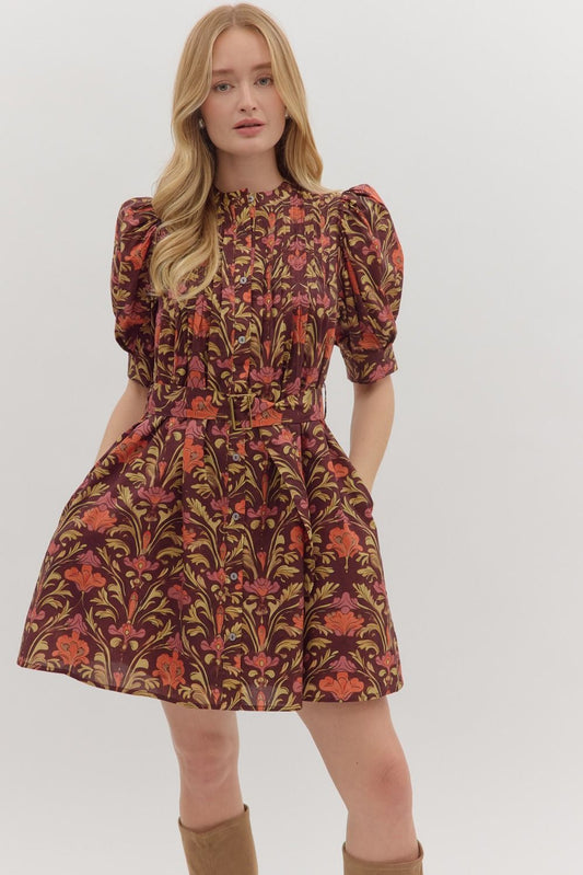 Entro Floral Puff Sleeve Dress