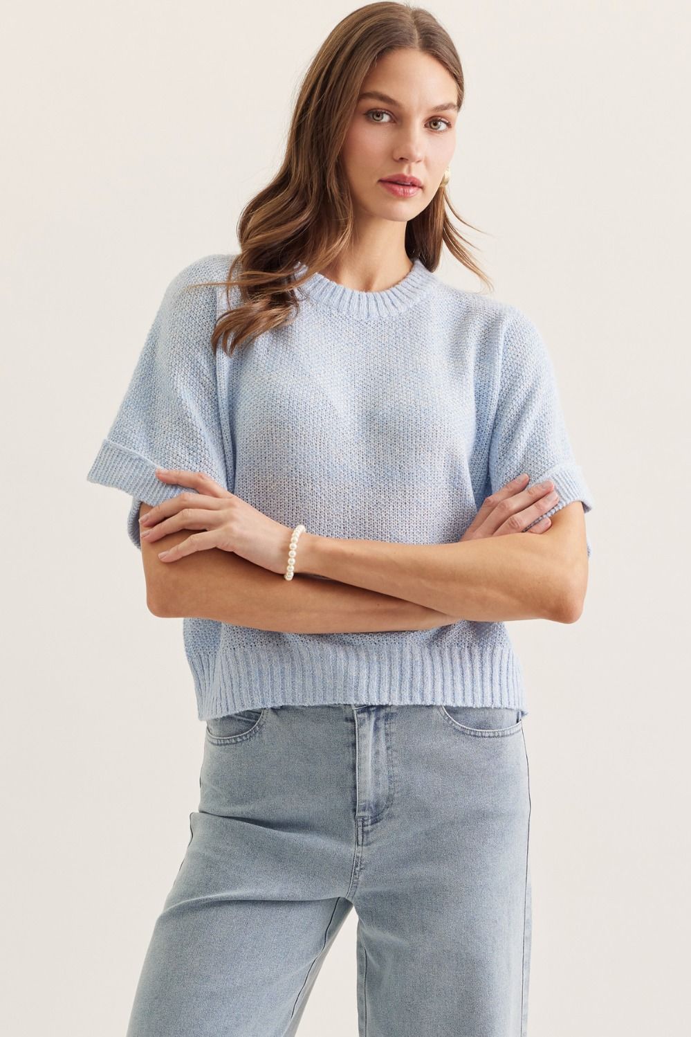 Entro Light Blue Knit Top