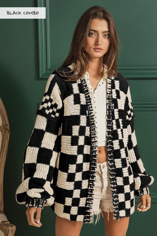 BiBI Chunky Black/White Cardigan