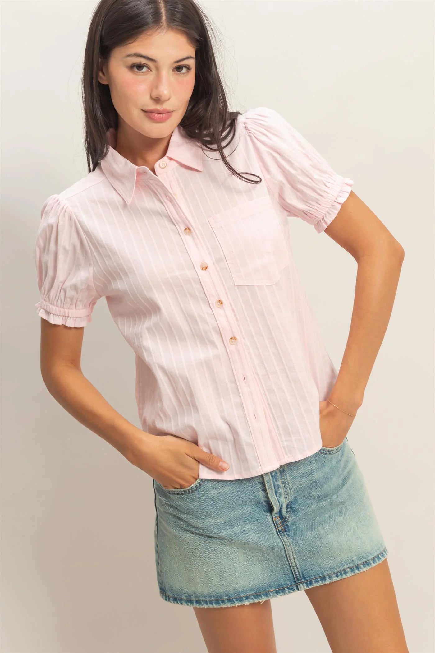 HYFVE Soft Pink Button Up