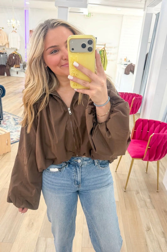 Glam Mocha Bomber Jacket (J8305)