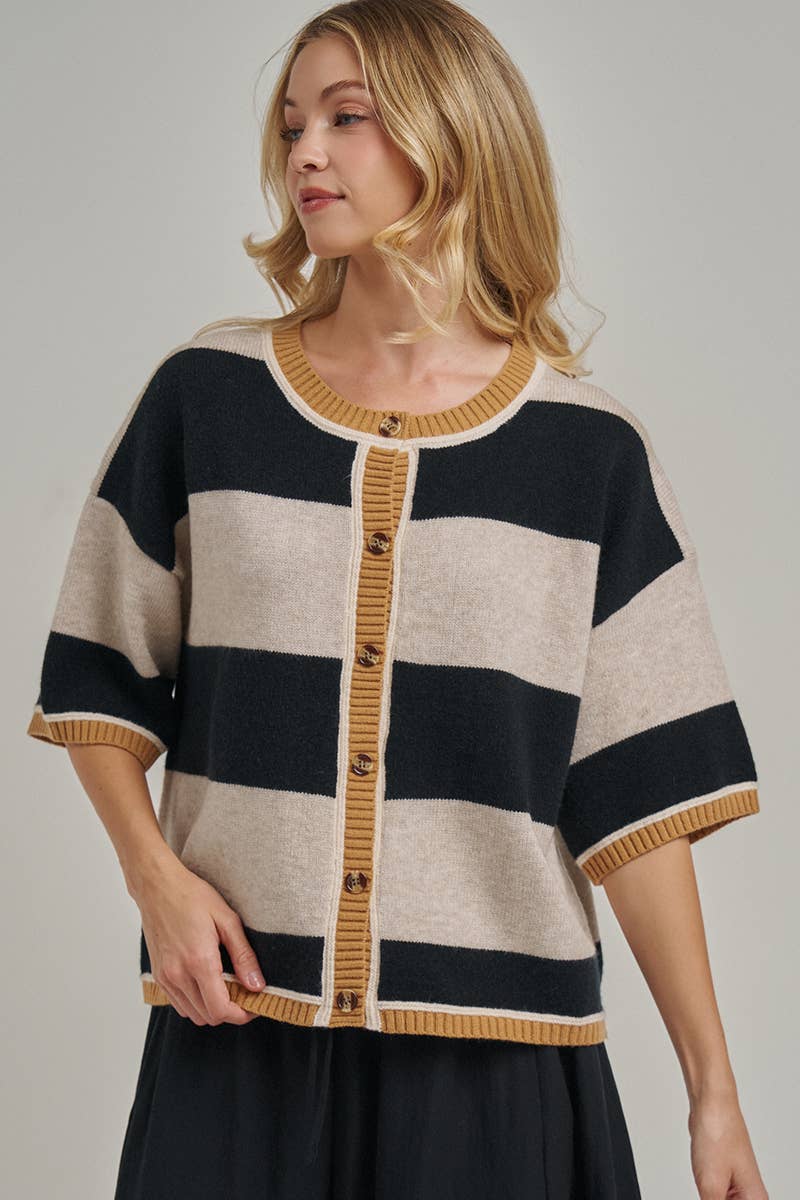 BON WIDE STRIPE LOOSE FIT SWEATER CARDIGAN_JLT00402-01