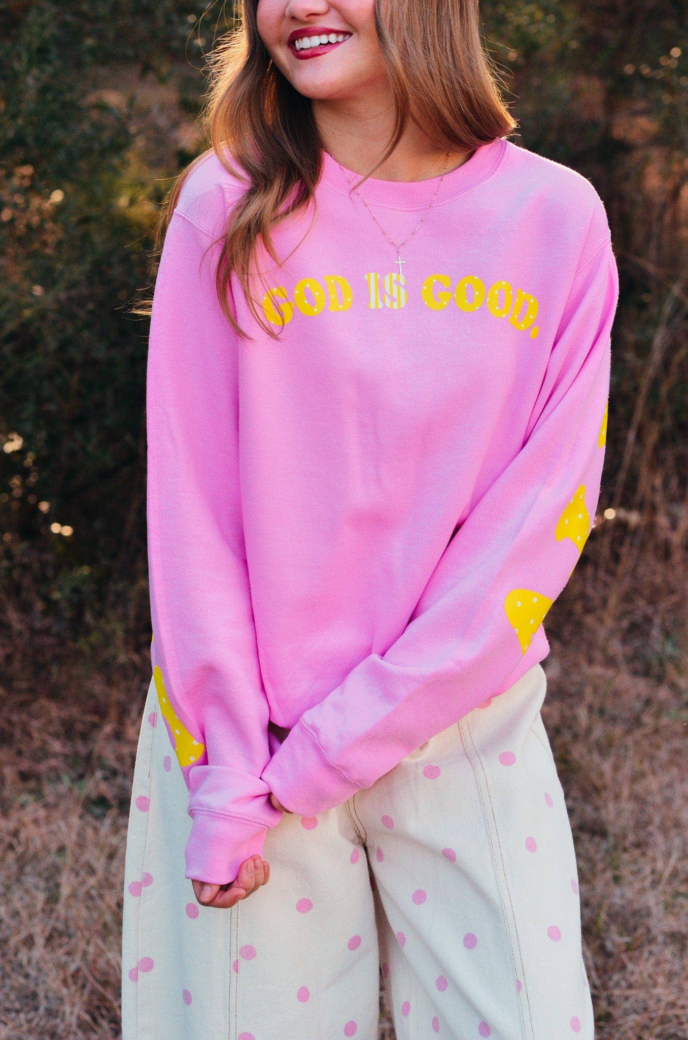 Southern Bliss Co. God Is Good Pink Sweatshirt