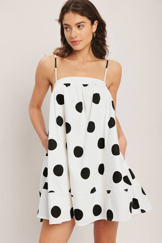 Flying Tomato Black & White Polka Dot Dress