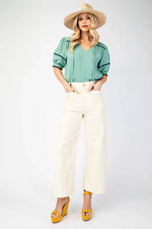 GiGio Honey Ankle Cropped Summer Pants (TG1175)