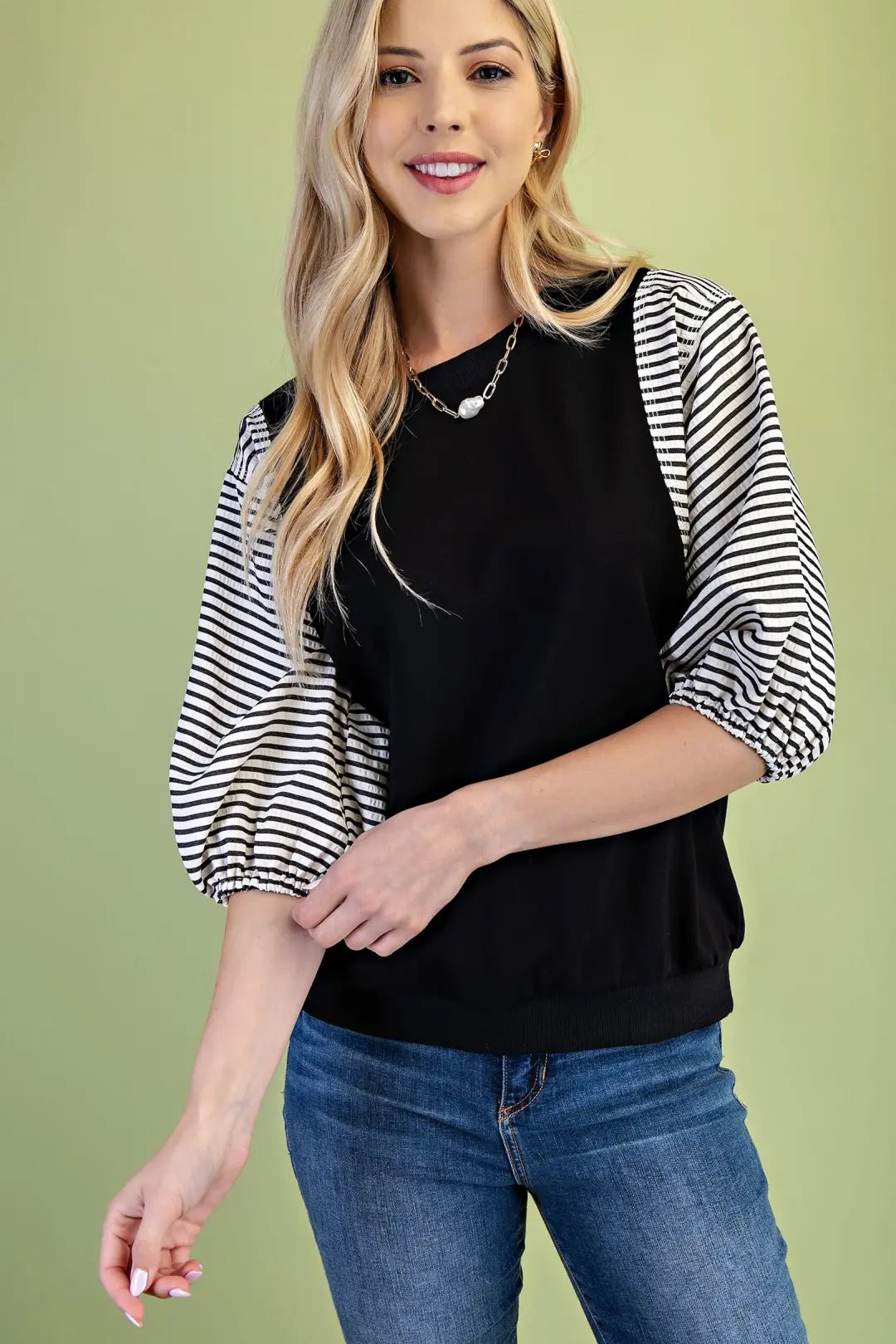 Gigio Black Striped Sleeve Sweatshirt