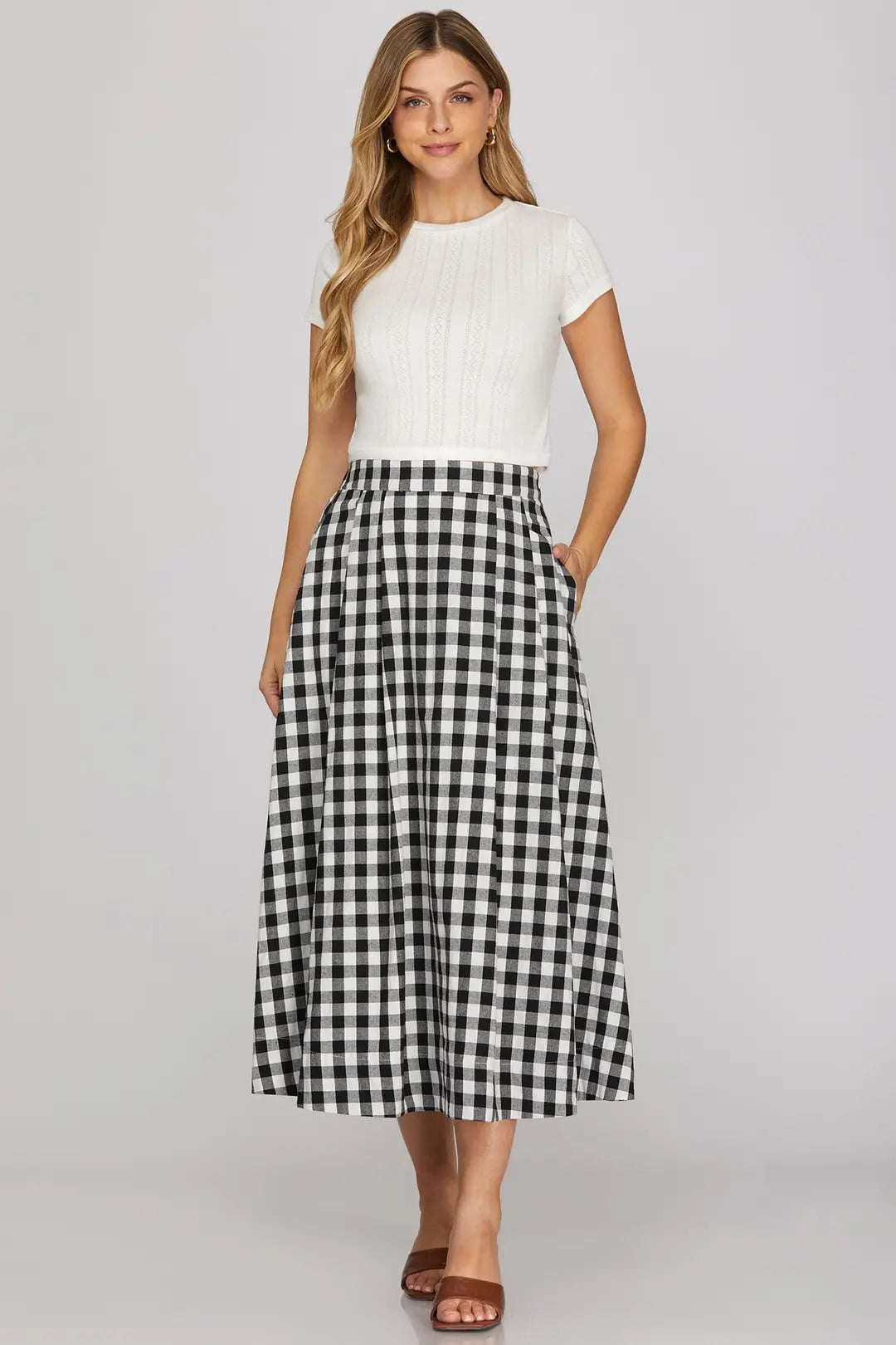 She + Sky Black Gingham Skirt
