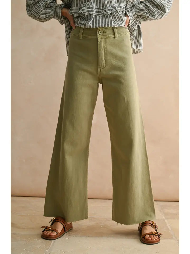 Miou Muse Sage Straight Wide Leg Denim Pants